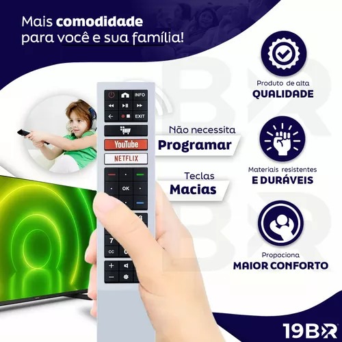 Controle Remoto Para Tv Aoc Smart 4k Led Teclas Youtube Netflix 9061