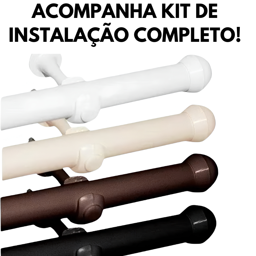 Kit Varão Completo 2 Metros de Cortina Resistente