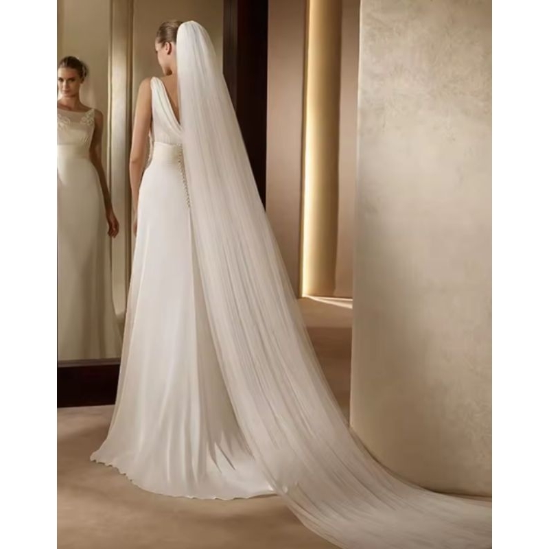 Véu de 3 e 5 metros clássico noiva elegância femenino casamento