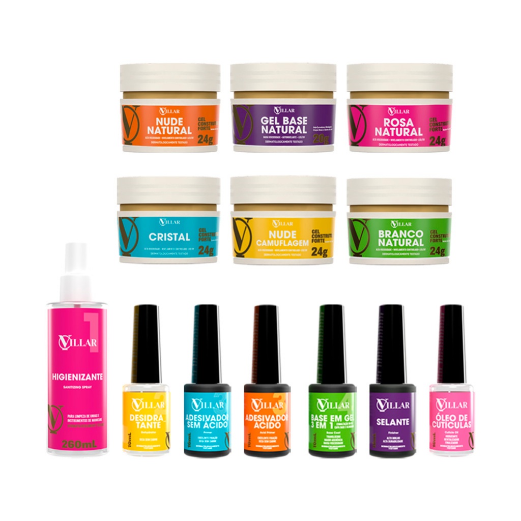 Villar Preparadores - Prep Primer Gel Base Selante Desidratador + Gel De Unha Hard Led Uv 24g
