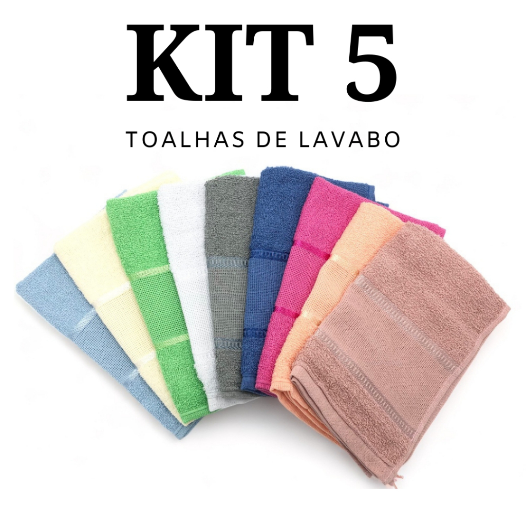 KIT 5 Toalhas Lavabo para Bordar Pérsia Ótima Absorção - Tok de Deusa em Oferta na Shopee