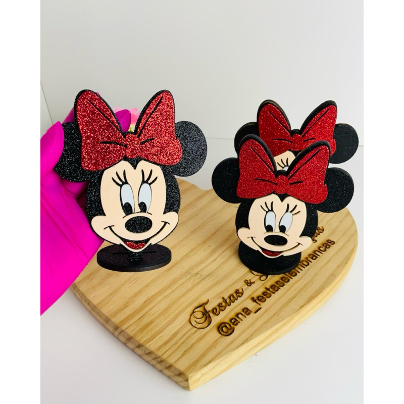 10 cabeças Minnie Aplique Cabeça Minnie - 12cm (Nutella ou Cofre) - personalizados de Luxo Minnie