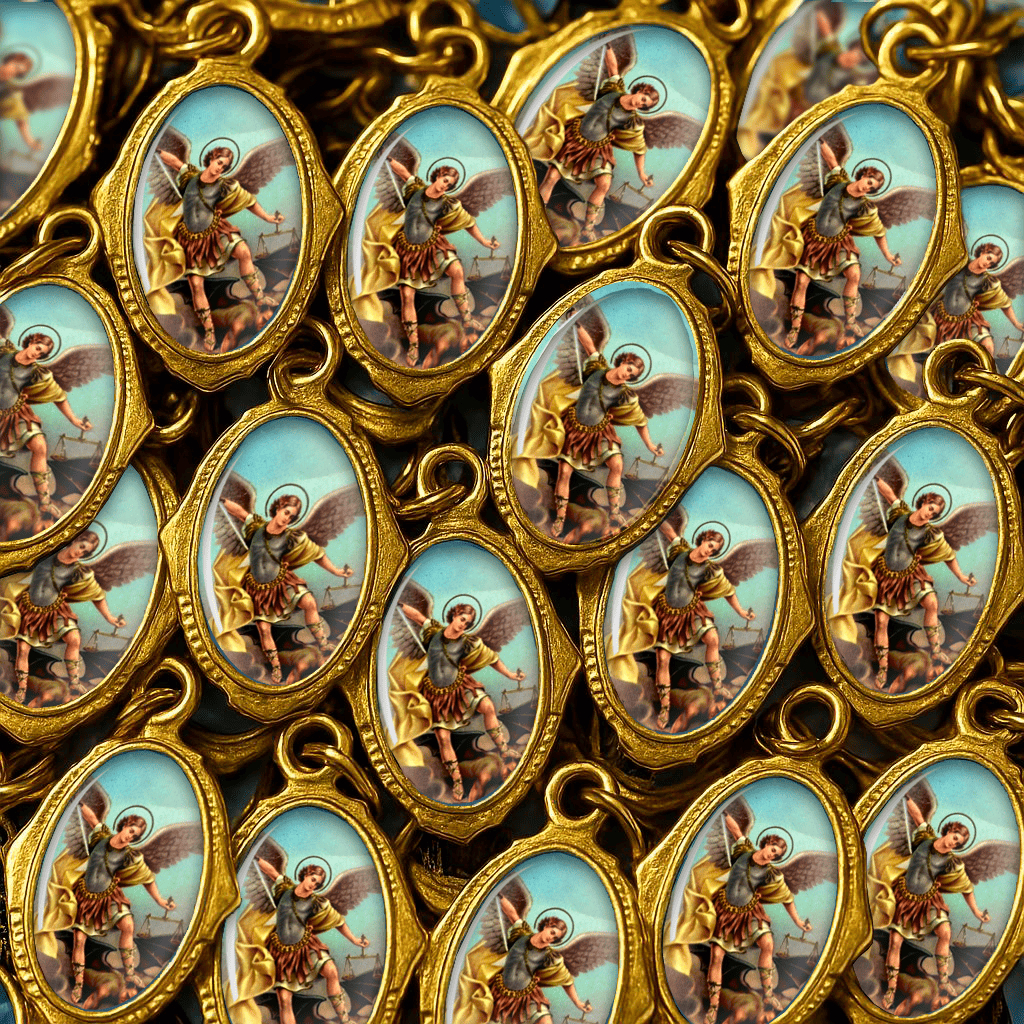 100 Medalhas São Miguel Católicas – Chapa Resinada Artigo Religioso para Devoção