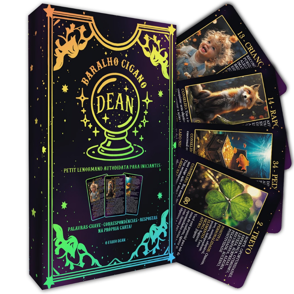 Baralho Cigano Dean - Petit Lenormand Tarot Iniciantes 36 cartas marselha legítimo tradicional