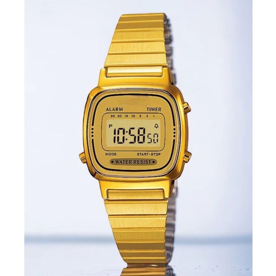 Relógio Feminino Dourado Oval Mini Digital Aço Inox Moda Feminina em Oferta na Shopee