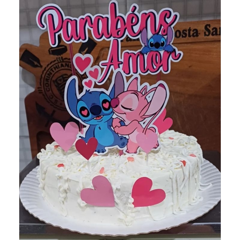 Topo/Topper para bolo STITCH E STITCH E ANGEL, PERSONALIZADO para FESTA DE ANIVERSARIO e datas comemorativas