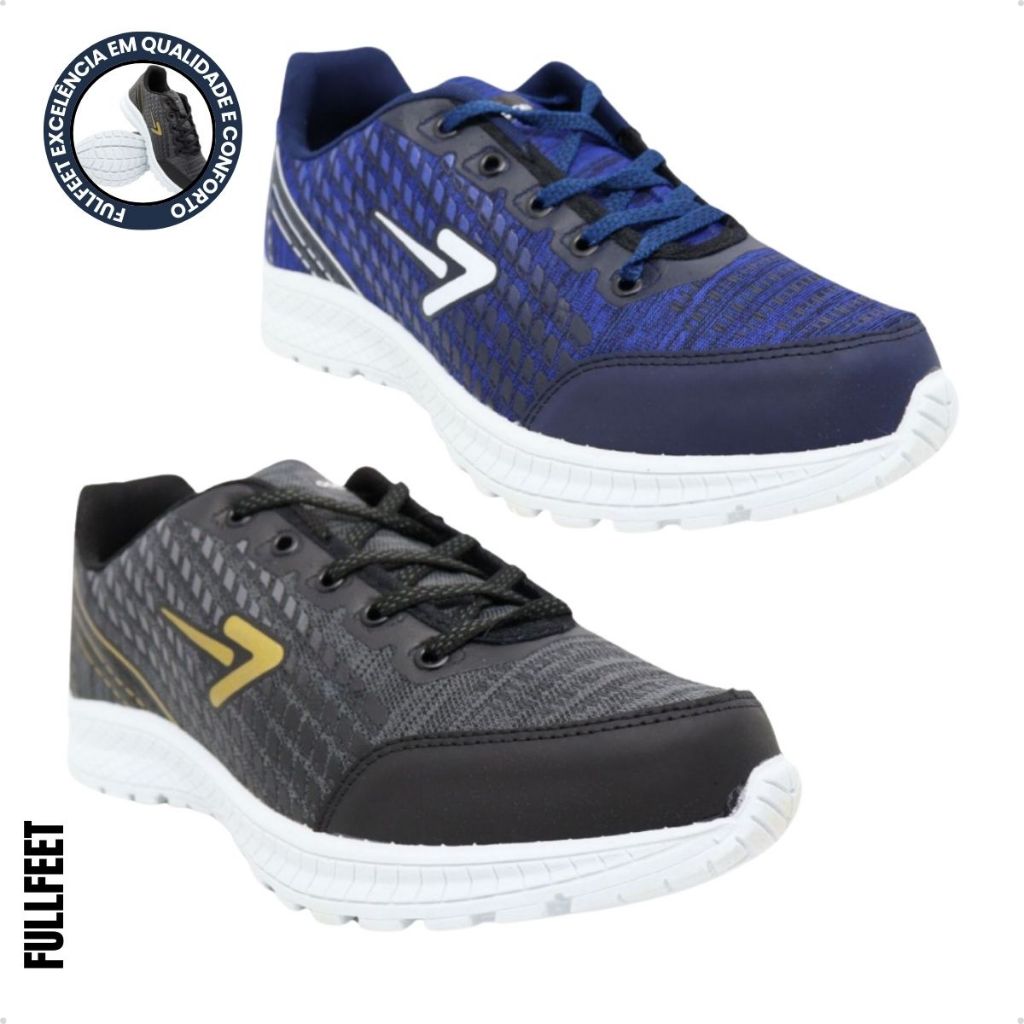 Kit 2 Tênis Esportivo Masculino Leve Confortável Corrida Caminhada Academia Antiderrapante Grande