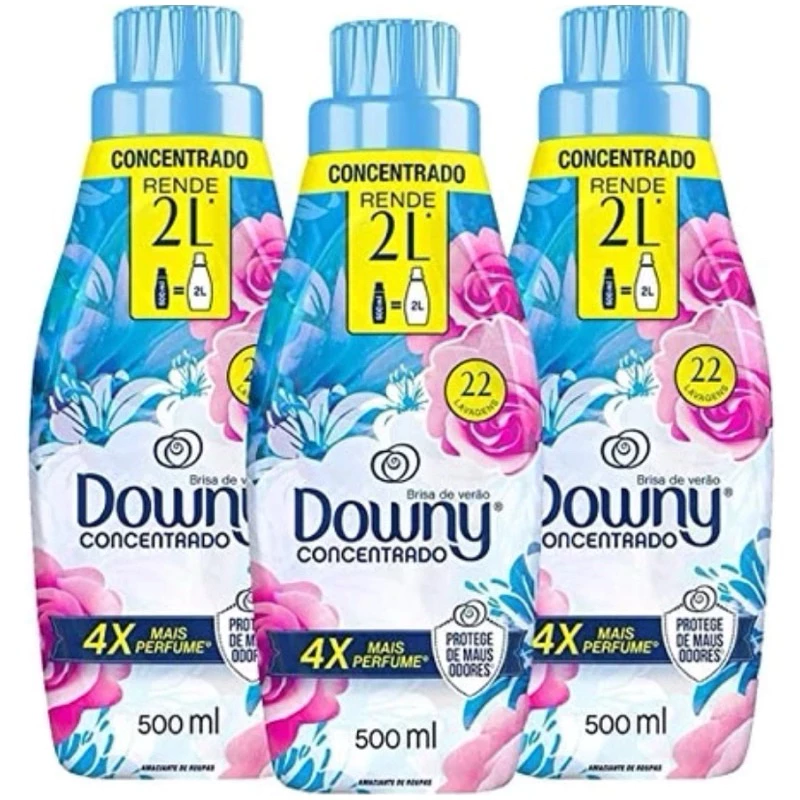 Kit 3un Downy amaciante concentrado fragrância brisa de verão 500mL — imagem 1