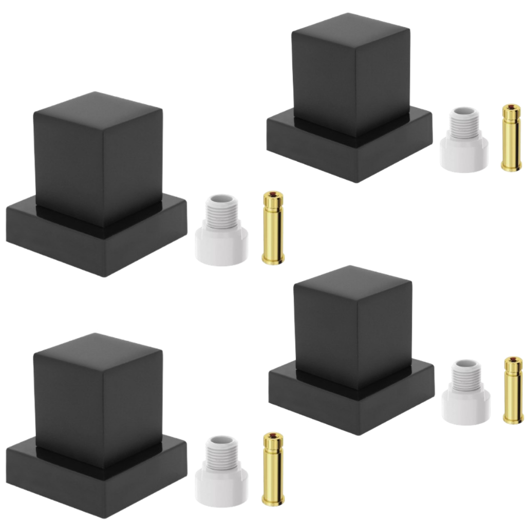 Kit 4 Acabamento Quadrado Metal P/ Registro Preto Fosco Fabrimar