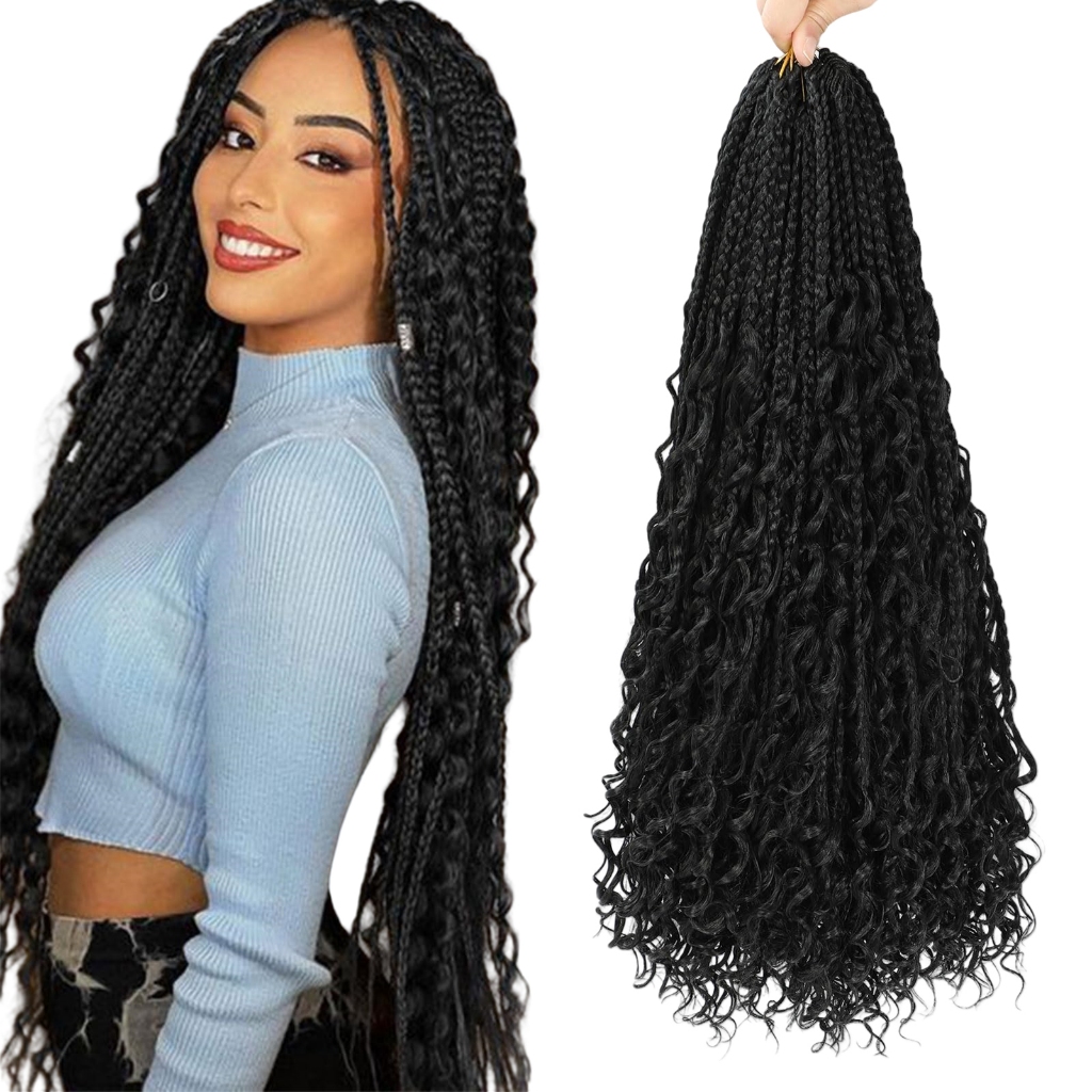 Cabelo de Crochê 60cm Tranças Box Goddess Pré-laçadas-300g