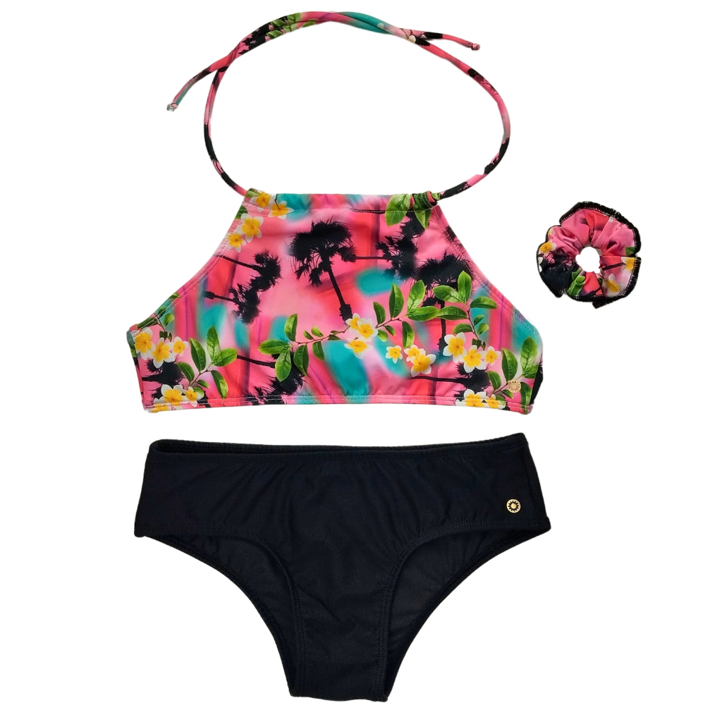 Conjunto de Biquini Estampado Juvenil Cropped Lateral Larga Grappin