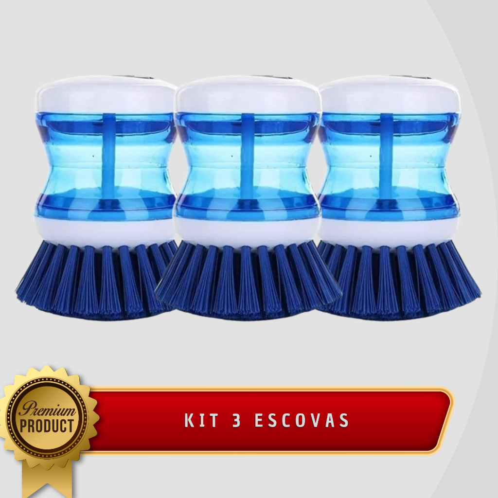 Kit 3 Escovas Limpeza De Pneus Com Dispensador para Resina e Pretinho Utilidades Veicular Carros
