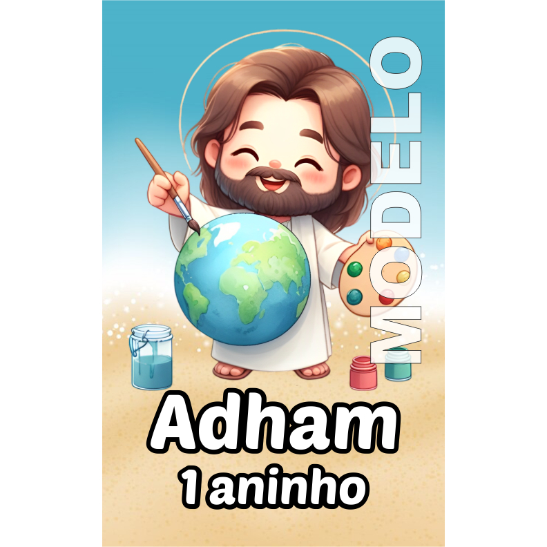 15 Adesivos Tubete Jesus Pintando o Mundo - Tag - Etiqueta - Rótulo Personalizado
