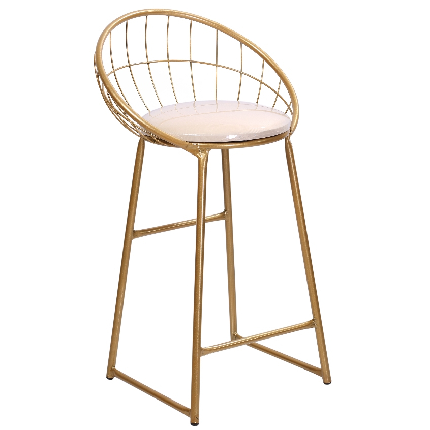 Banqueta Moderna para balcão Paris Cor Dourada Assento Off White em Oferta na Shopee