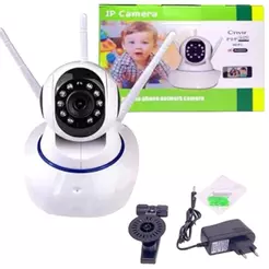 câmera wi-fi robô 3 antenas Yoosee visão noturna full HD 360º microfone áudio babá eletrônica robozinho sem fio - Bivolt