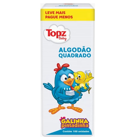 Detalhes do Algodão Quadrado 100 Un Galinha Pintadinha