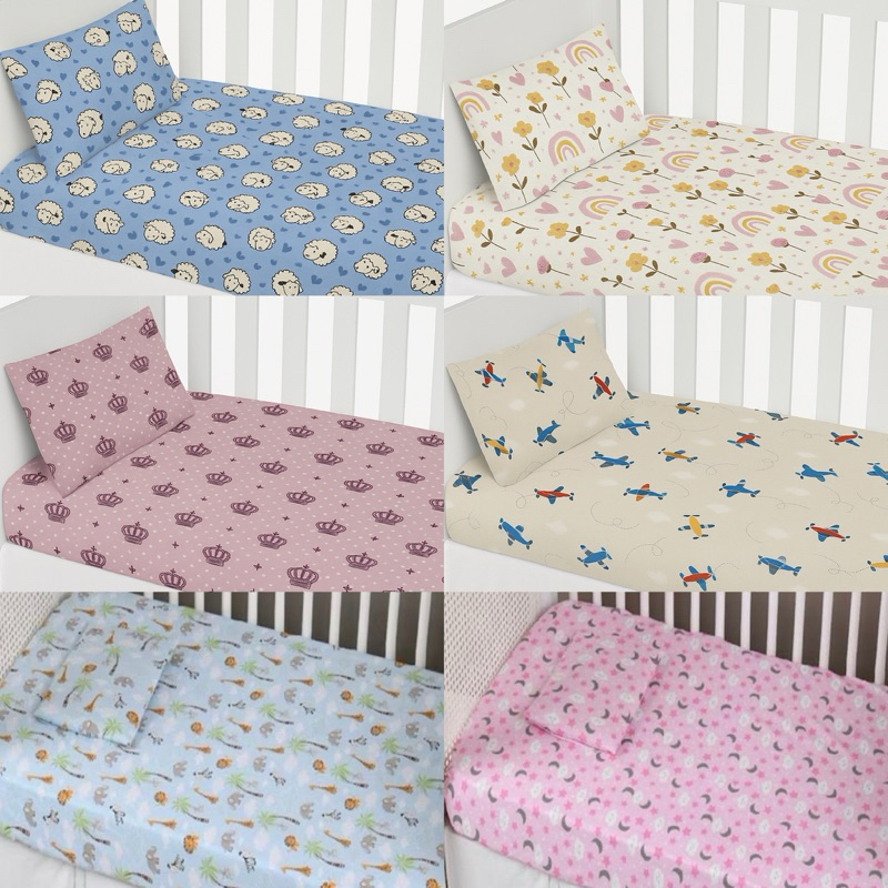 Lençol De berço Americano Com fronha 100% Algodão Estampado Baby Infantil Menino Menina