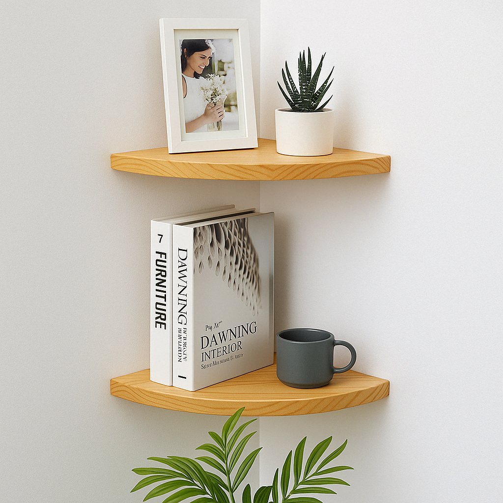 Kit 2 Prateleiras de Canto Madeira Pinus Cantoneira Decoração Estante Quarto Sala Cozinha em Oferta na Shopee