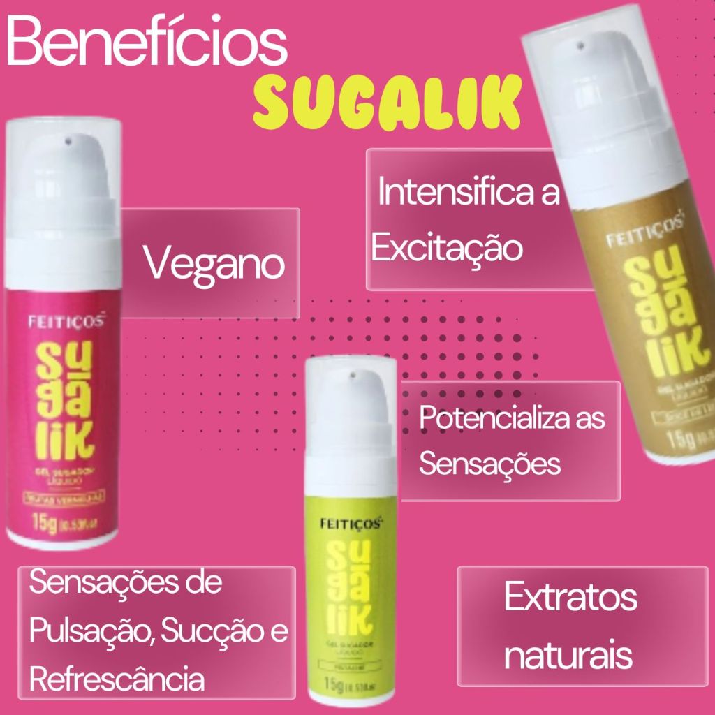 Sugalik Gel Sugador Liquído Pulsa Treme Vibra Frutas Vermelhas — imagem 2 de 2