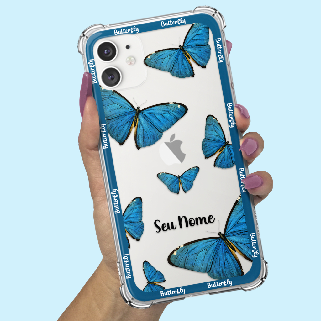 Capa Capinha para Xiaomi Redmi Note 10 Note 11 Note 12 Note 13 Note 14 Pro Plus Personalizada Borboleta Azul 3