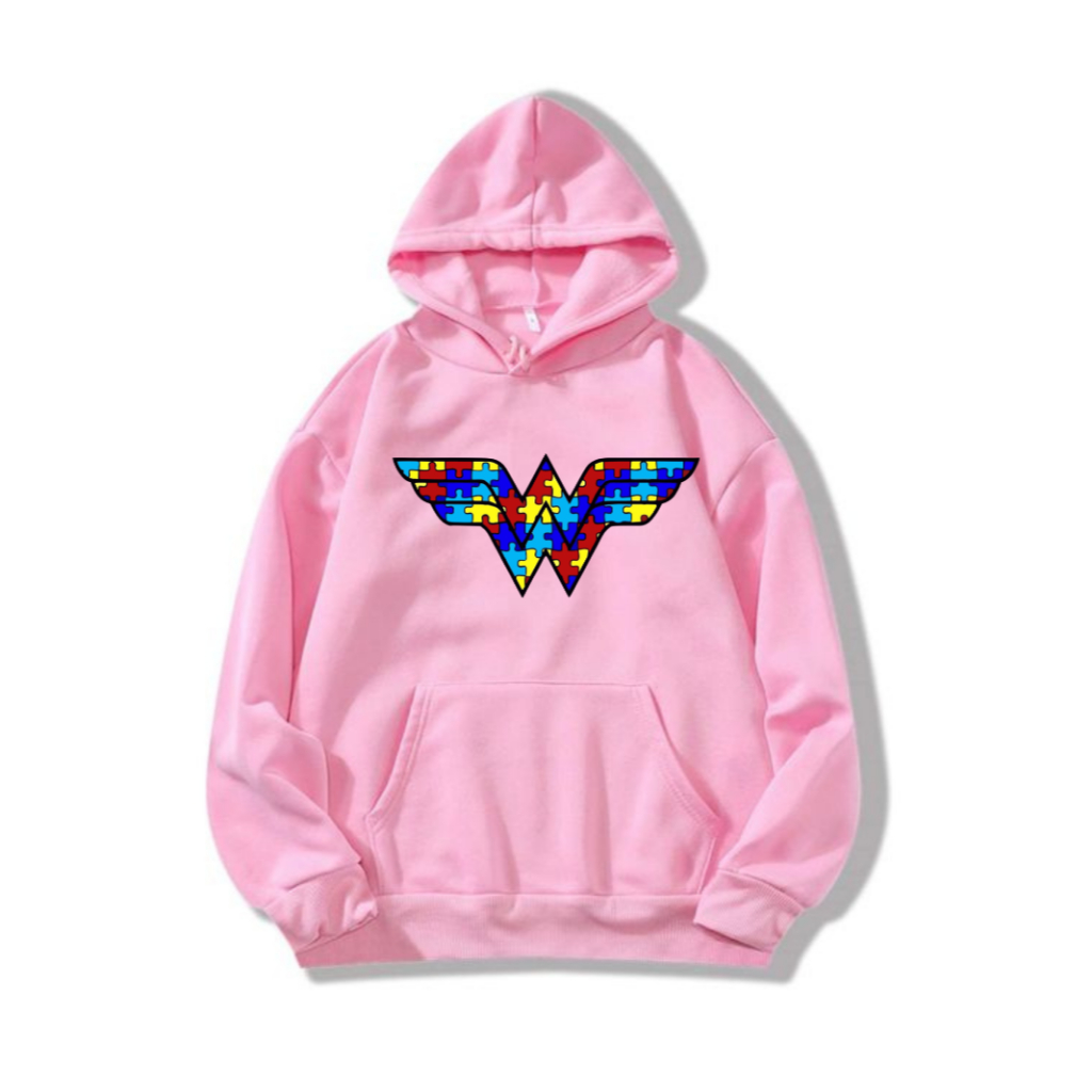 Moletom Mulher Maravilha Infantil 04 ao 16 Colorido Criança Blusa Unissex Menino Menina