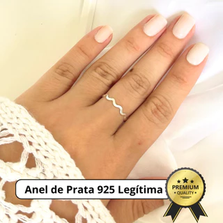 Anel de Prata 925 Legítima Ondulado Ondas Ondinhas Delicado Feminino Alta Qualidade com Garantia