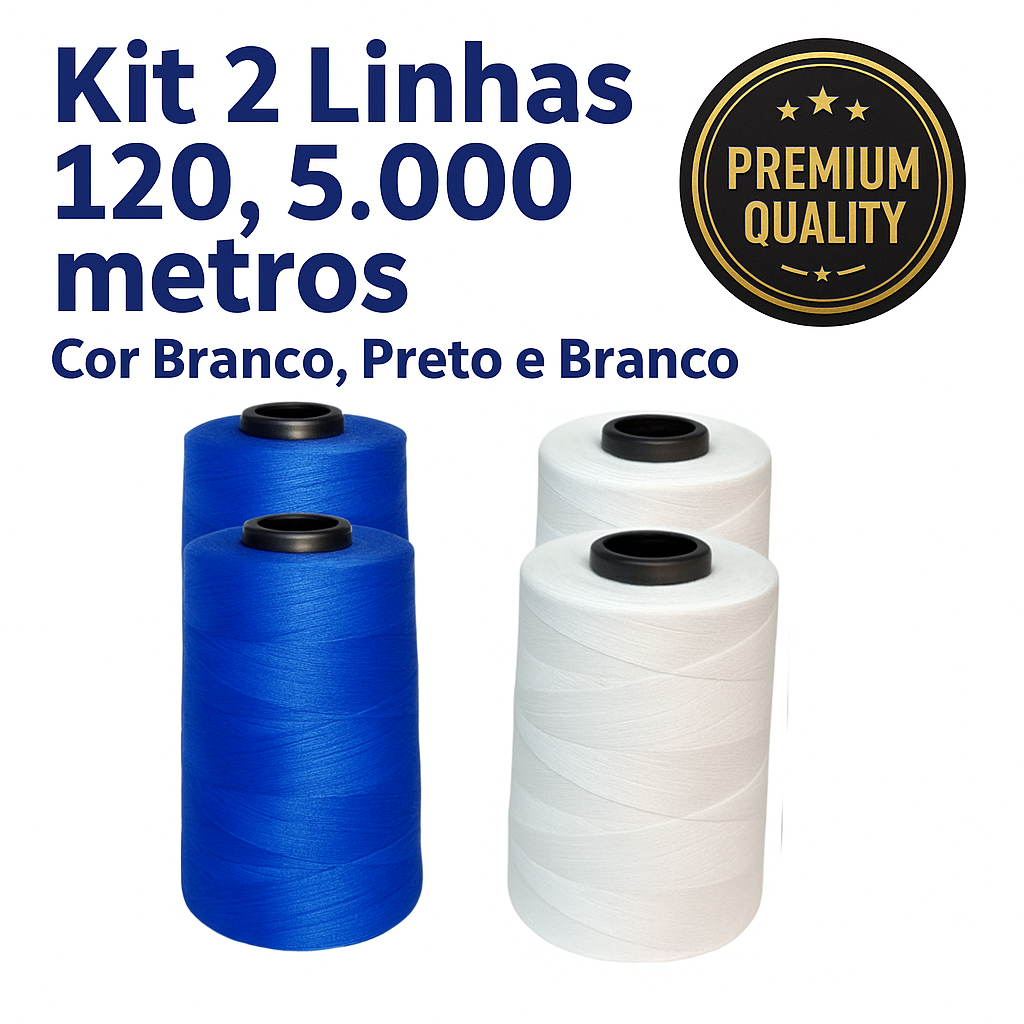 kit 2 Linhas de Costura 120 - 5.000 Metros - Cor Branco, Preto e Colorido em Oferta na Shopee