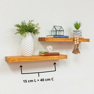 Prateleiras de Madeira Pinus 60 ou 40 cm Suporte Invisível | Estilo Industrial nicho decoração em Oferta na Shopee