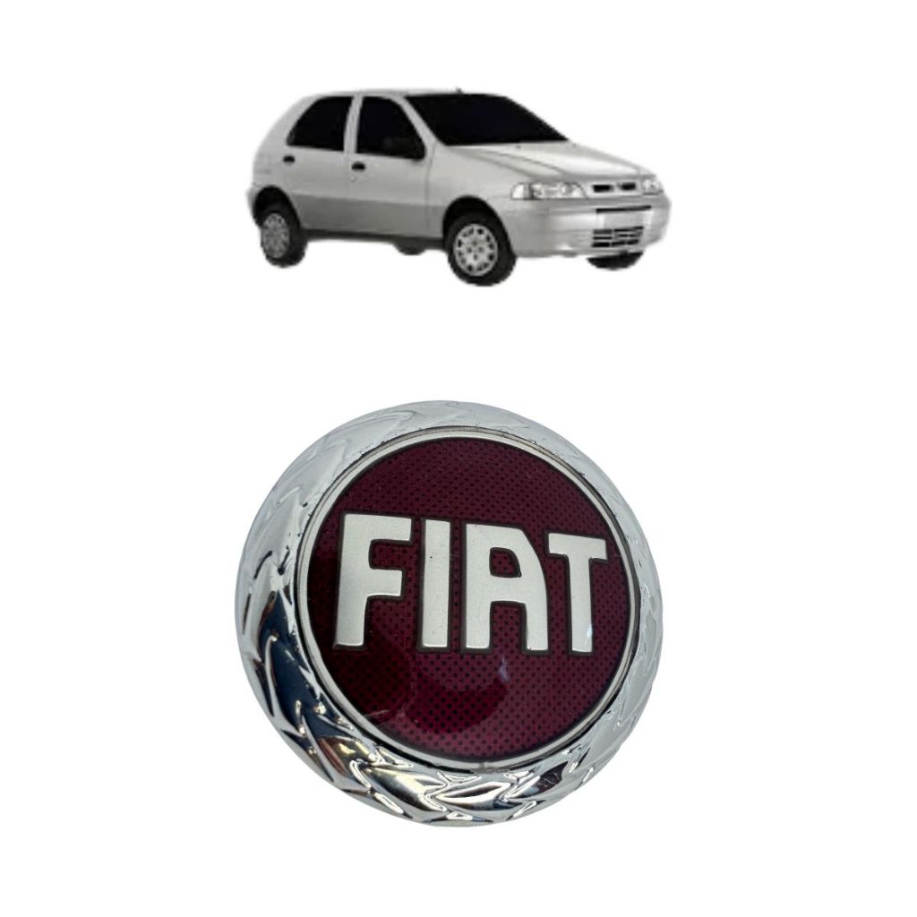 EMBLEMA GRADE FIAT CROMADO/ VERMELHO – PALIO 01/04 SIENA 01/04 MAREA 00/07 BRAVA 00/07 – sem parafuso em Oferta na Shopee
