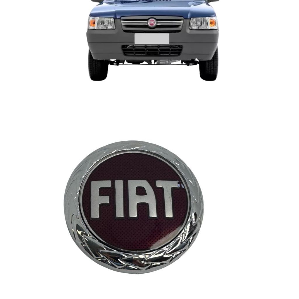 Emblema Grade FIAT Redondo Vermelho Uno Fire 2004 a 2007 ou Capo Carros Fiat 2002 a 2007