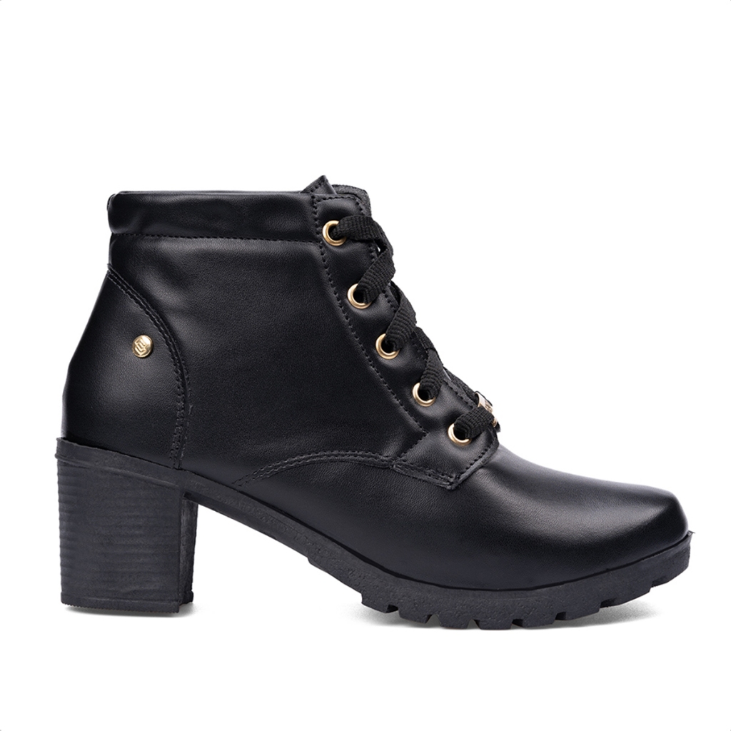 Bota Coturno Feminina Domidona Cano Curto Sola Tratorada Salto Alto