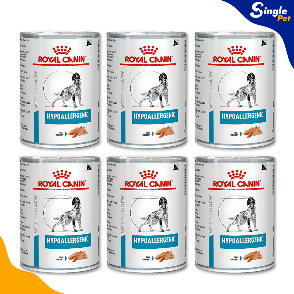 Kit 6 Latas Ração Úmida Royal Canin Veterinary Hypoallergenic Para Cães com Sensibilidade - 400g