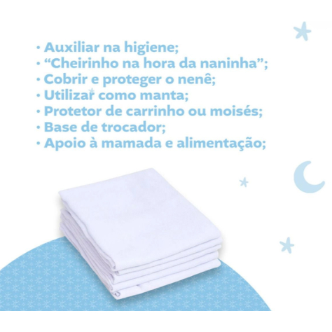 Detalhes do Fralda Pinte e borde BR 70x70cm 5 unidades Cremer
