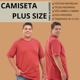 Camiseta VERMELHA Premium Plus Size 100% algodão tamanhos grande G1, G2, G3 em Oferta na Shopee
