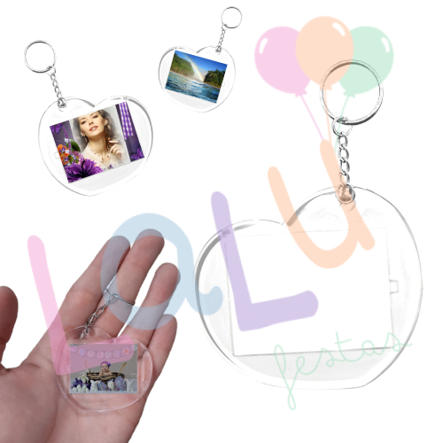 Kit 10/20/30/50/100 Chaveiro Coração Acrílico - Para Foto 3x4