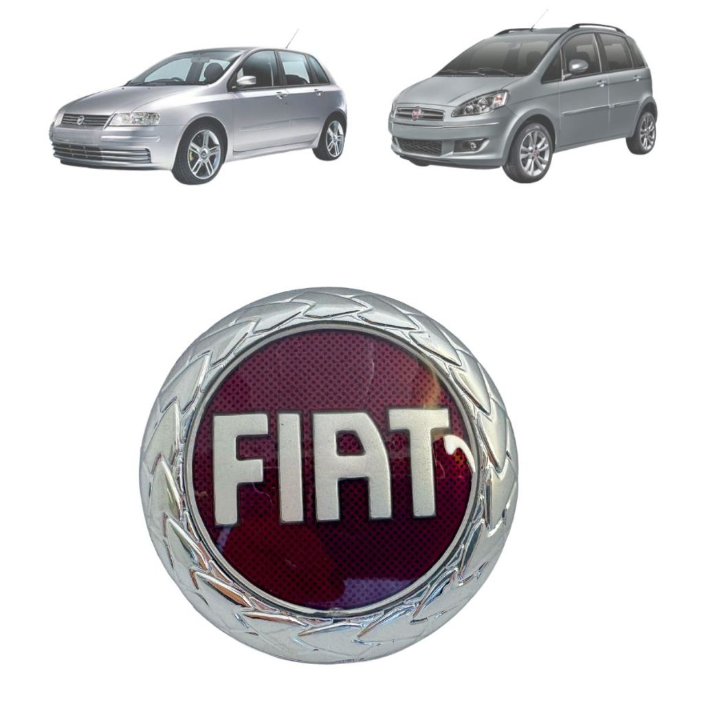 Emblema Grade Fiat Redondo Vermelho Stilo 2003 a 2007 Idea 2005 a 2007 Medida 7,5cm