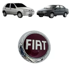 Emblema Grade FIAT Cromado com Vermelho Palio 01/04 Siena 01/04 Marea 00/07 Brava 00/07 Com parafuso