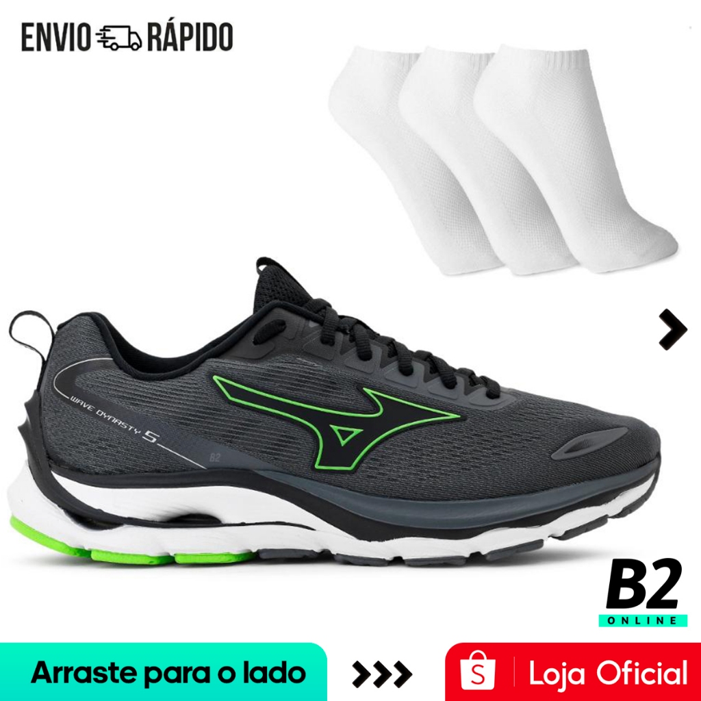 Tênis Mizuno Wave Dynasty 5 Masculino + 3 Pares de Meias Original Com Nota Fiscal e Garantia