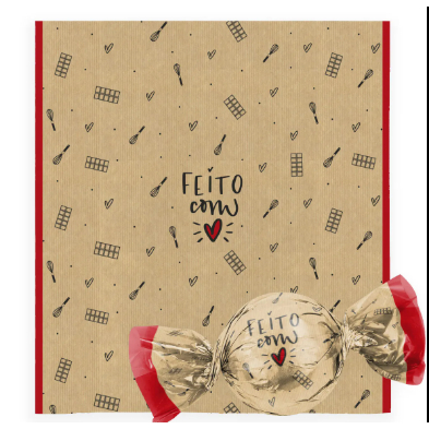 Embalagem bombom Feito com Amor Cromus 15,5x14,5cm 100 Uni em Oferta na Shopee