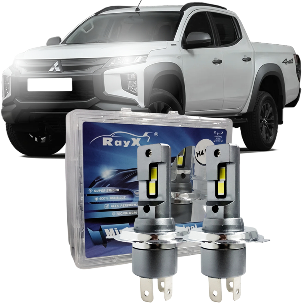 Kit Ultra Mini Led H11 6000k 12000 Lumens Mitsubishi L200 Triton 1991 a 2024 Farol de Milha
