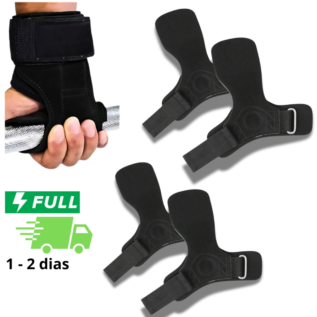 Kit 2 PARES Luva Hand Grip Couro Legítimo Profissional Academia e Crossfit PREMIUM