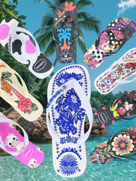 Chinelo Feminino Estampado Com Tira Grossa Para Um Toque farm Alegria Envio Rápido