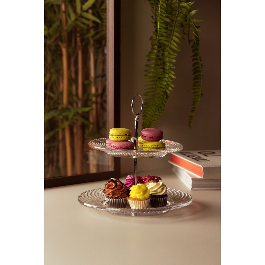 Porta Doces 2 Andares de Cristal Renaissance  22,5cm - Lyor - Home & Living
