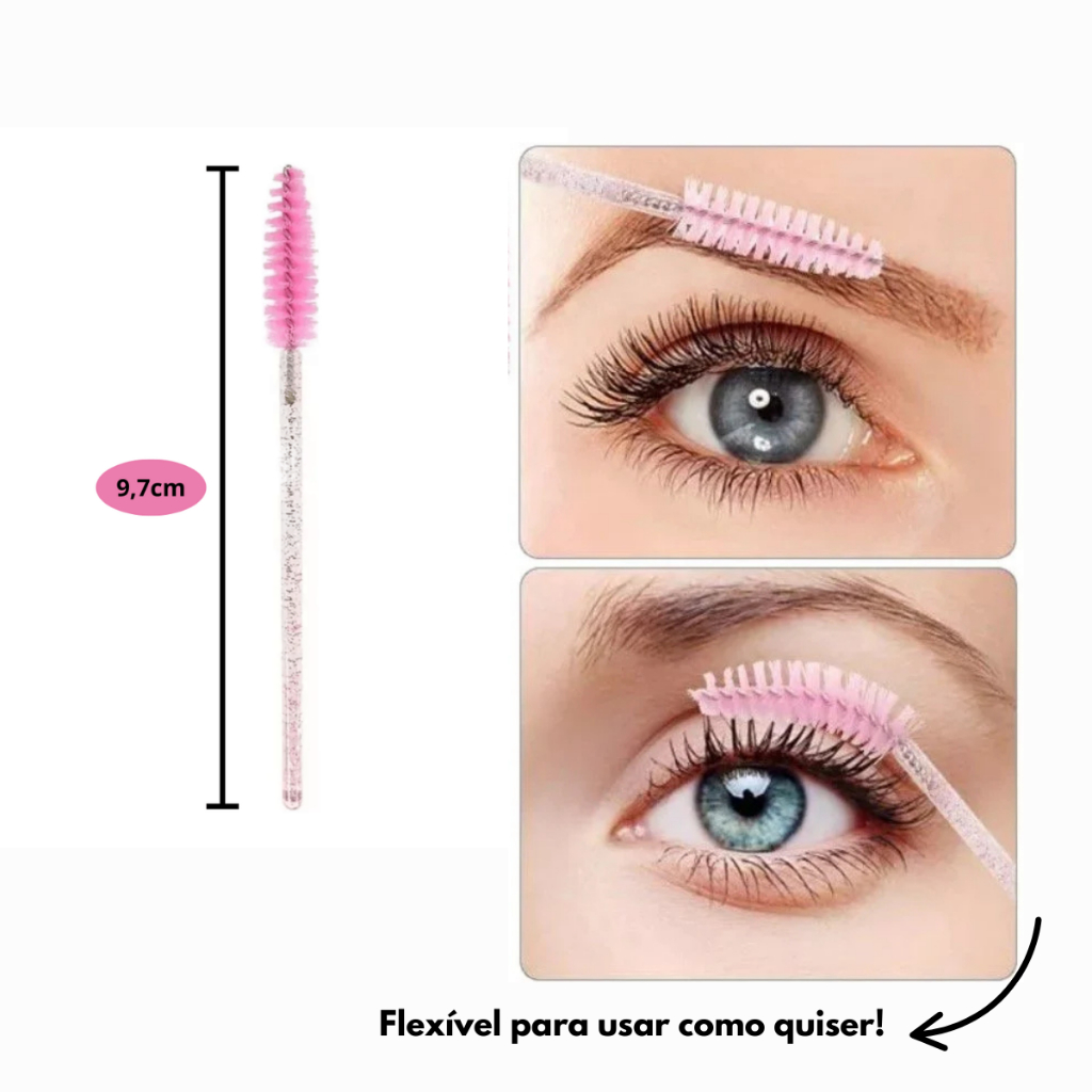 Kit Escovinhas Cílios com glitter Extensão de Cilios Sobrancelhas