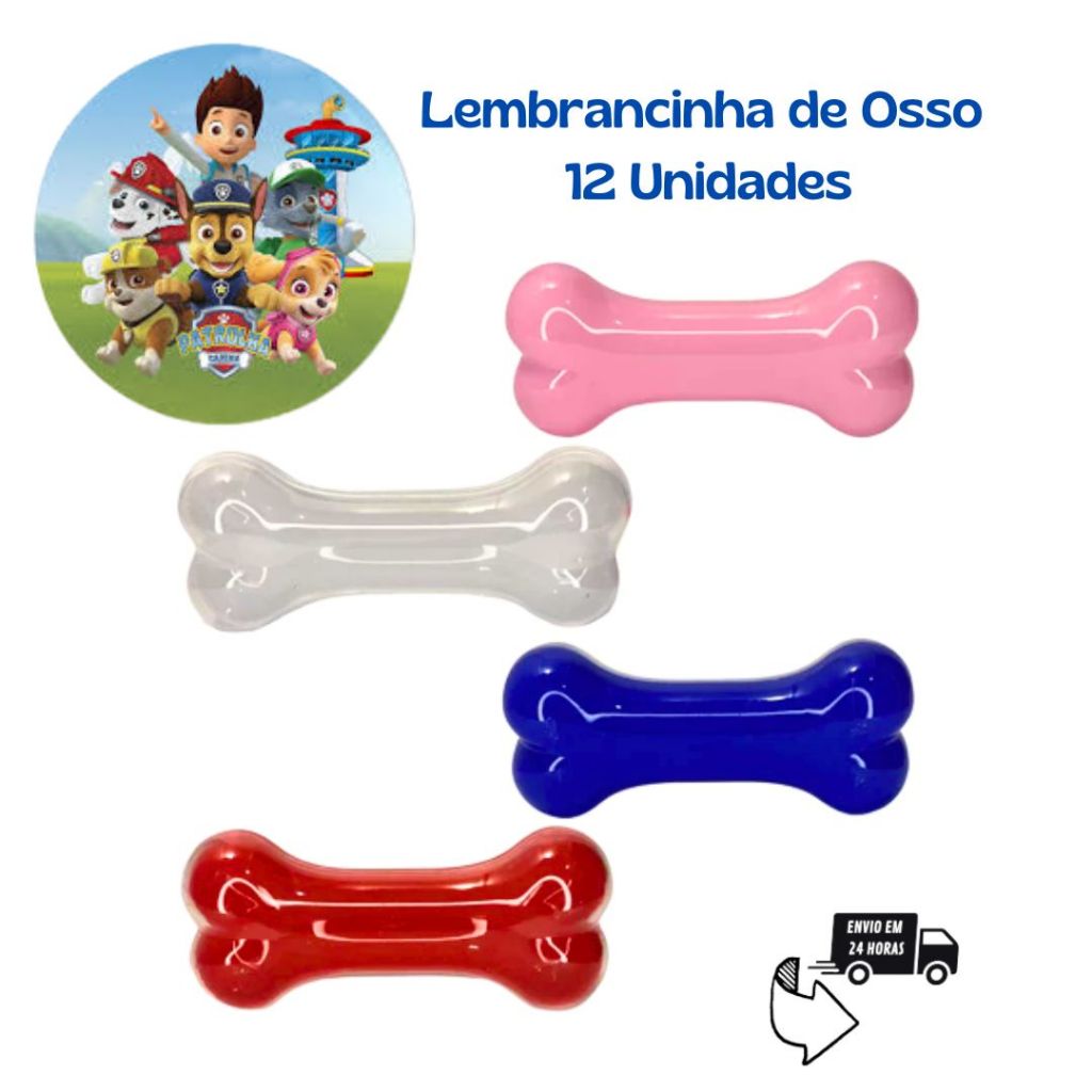 Kit 12 Lembrancinha Caixa formato de Osso Patrulha Canina Dinossauro Pet Acrílico Tubete Baleiro Decoração Festa em Oferta na Shopee