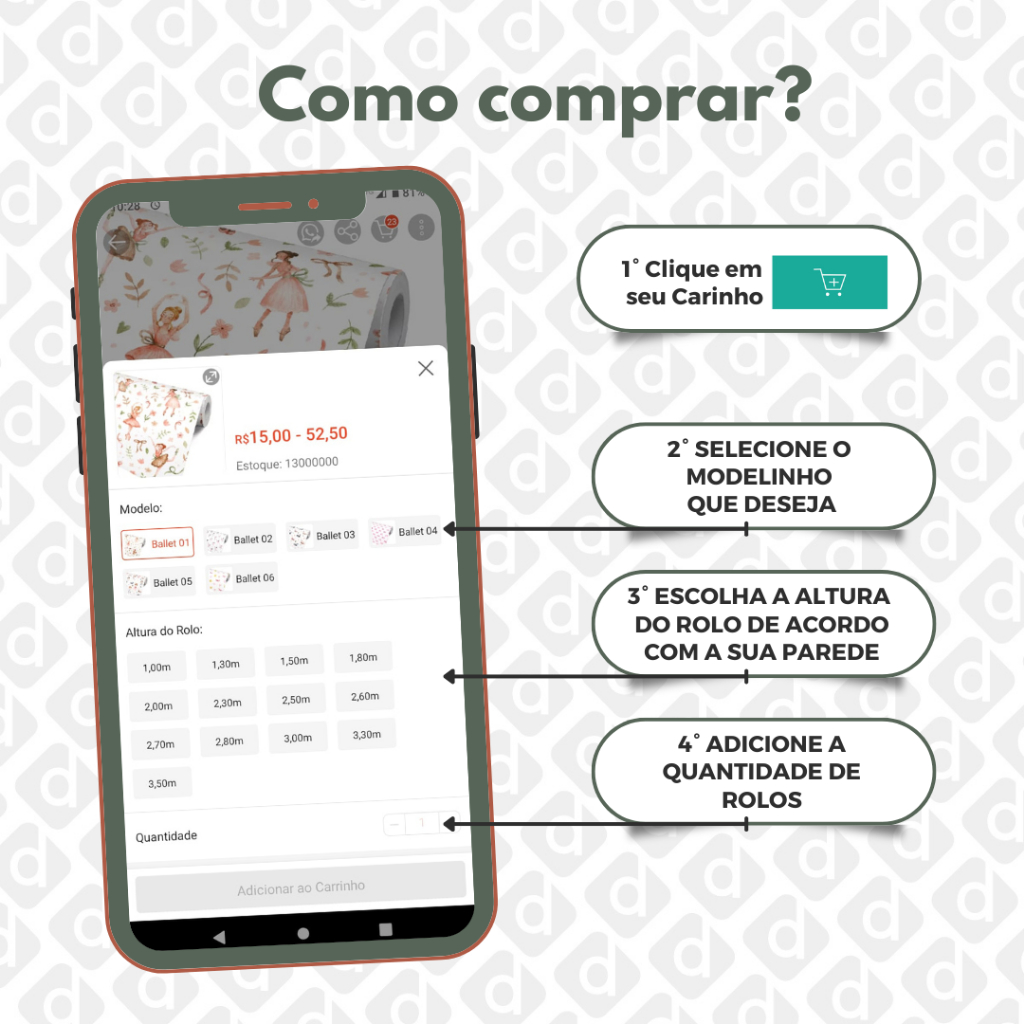 Papel de Parede Adesivo Listrado Floral Flores Rosas Galho Ramos Quarto Menina Autocolante — imagem 2 de 2