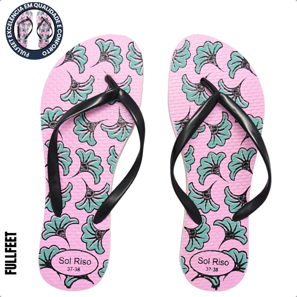 Chinelo Feminino Adulto Varias estampas Confortável Leve Macio Borracha Antiderrapante Moda Verão