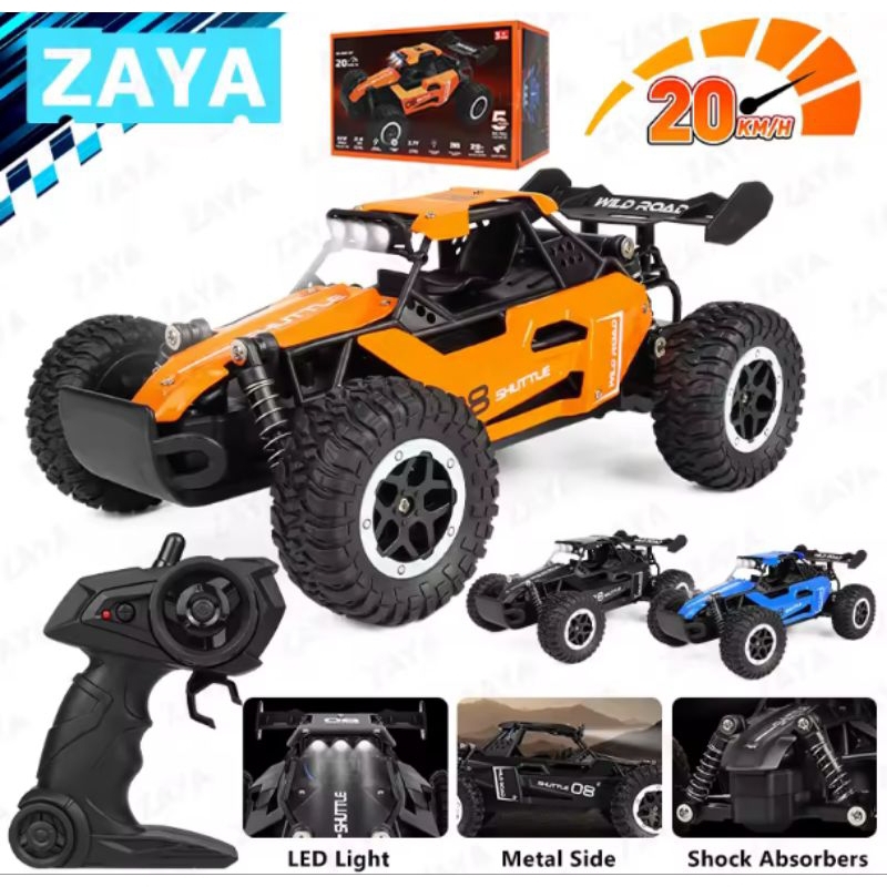 Carrinho de controle remoto off Road 2.4ghz carenagem de metal Farol led 20km/h Rápido