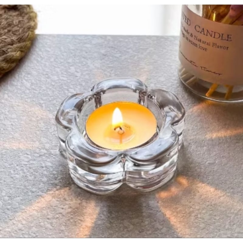 Kit 2/4/6/8/10 Castiçal de Vidro Flor Mini Pequeno Suporte Porta Vela Vidro Decoração Luxo Enfeite Romântico Festa Casa em Oferta na Shopee