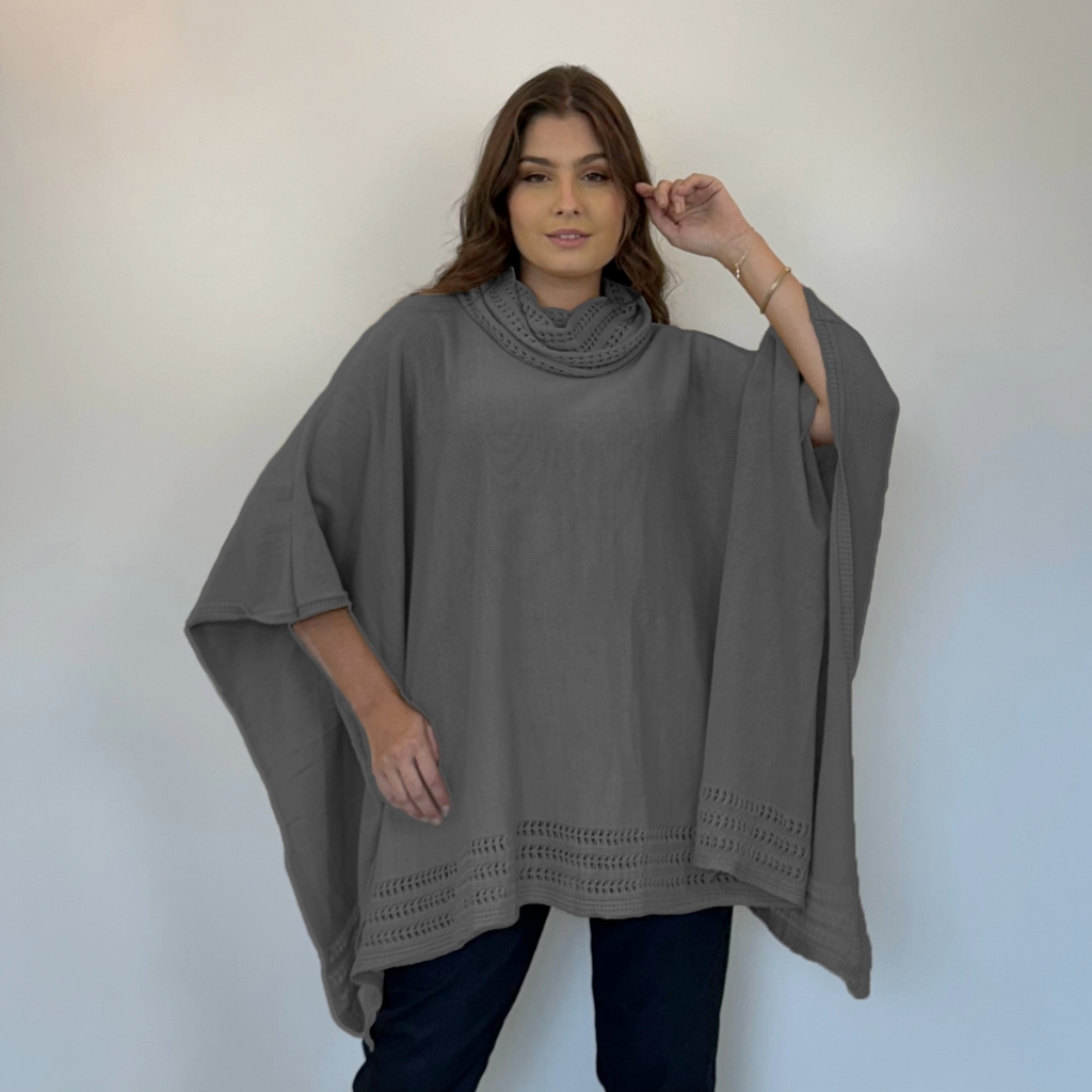 Xale Capa Poncho Blusa Feminina Trico Lã Inverno Kimono Morcego